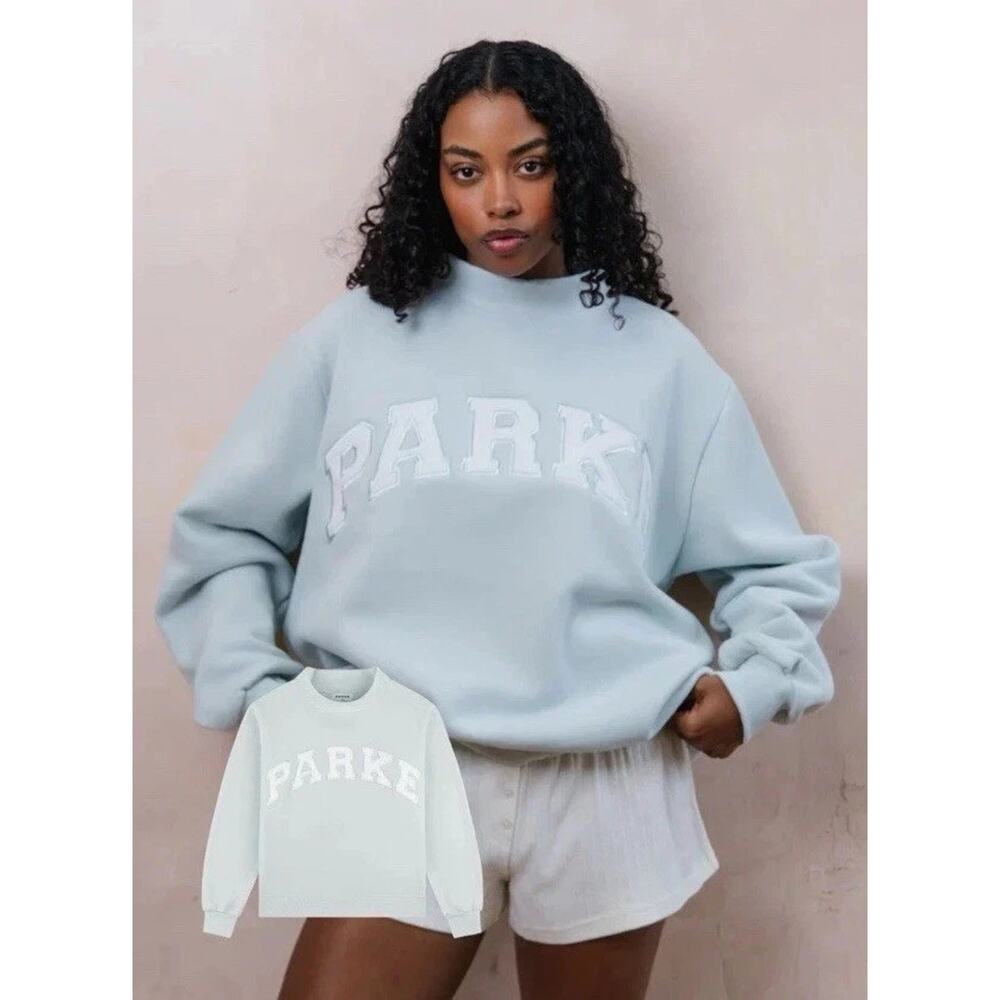 PARKE Bridal Varsity Mockneck Sweatshirt PALE BLUE Size XXL NWT FREE SHIP